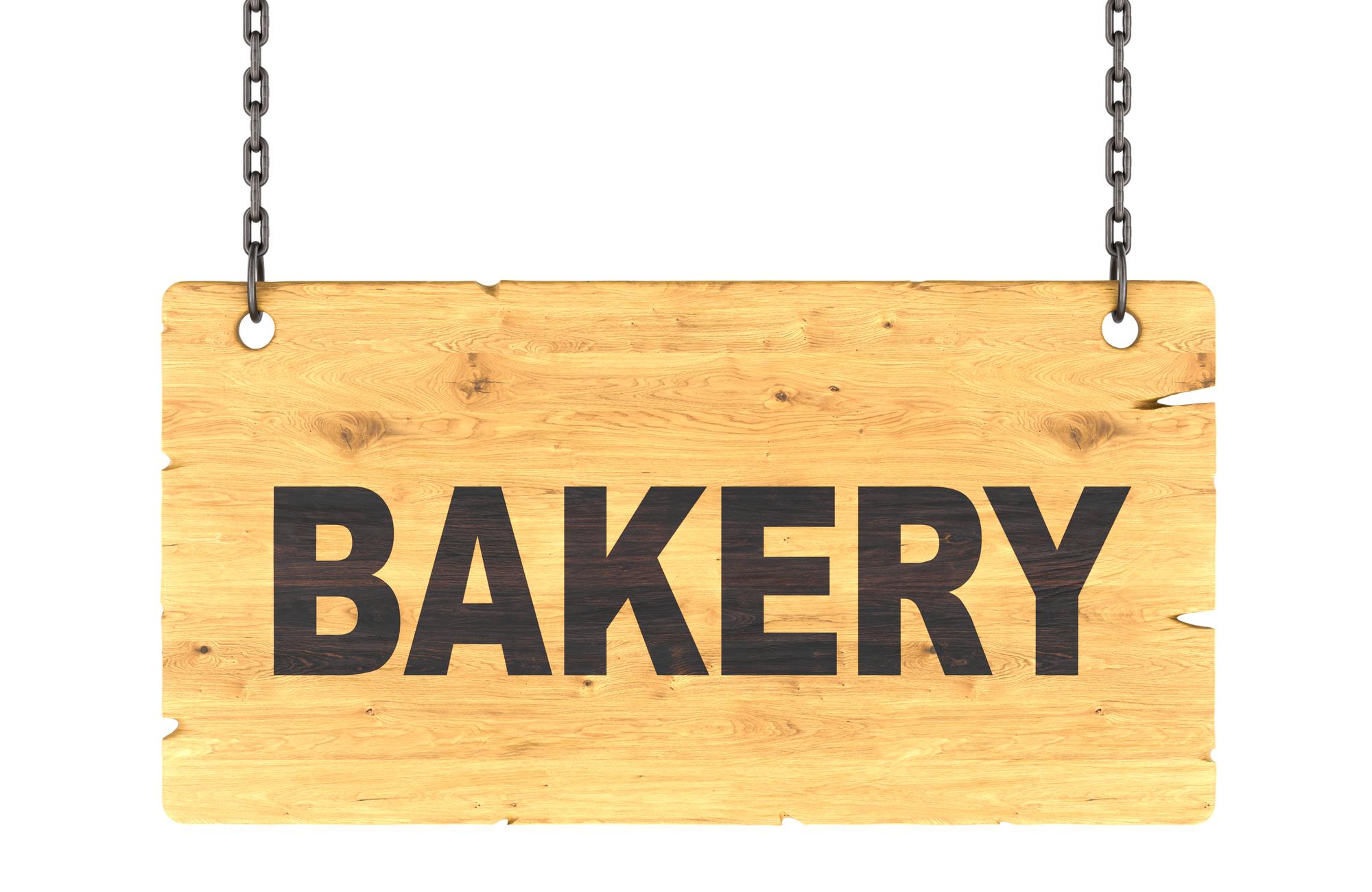 Bakery emblem on wooden sign